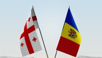 Two table flags of Georgia and Moldova