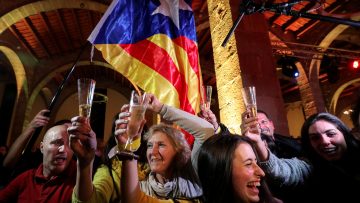 Image: FILE PHOTO: People react to results in Catalonia’s regional elections at a gathering of the Catalan National Assembly (ANC) in Barcelona