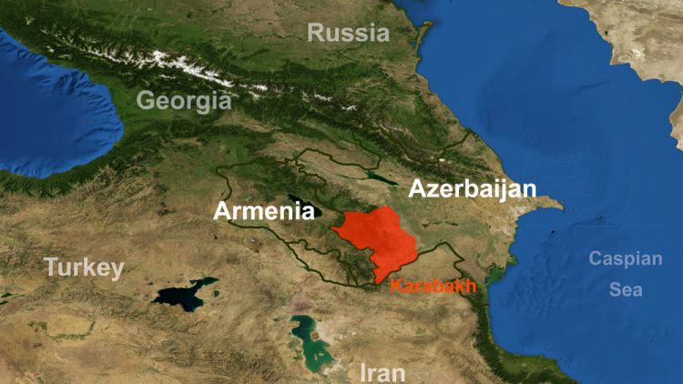 Armenia-azerbaijan,Conflict,In,Nagorno-karabakh,On,Geographic,Map.,Elements,Of,This