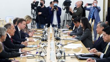 Russia’s Foreign Minister Sergei Lavrov meets with China’s top diplomat Wang Yi in Moscow