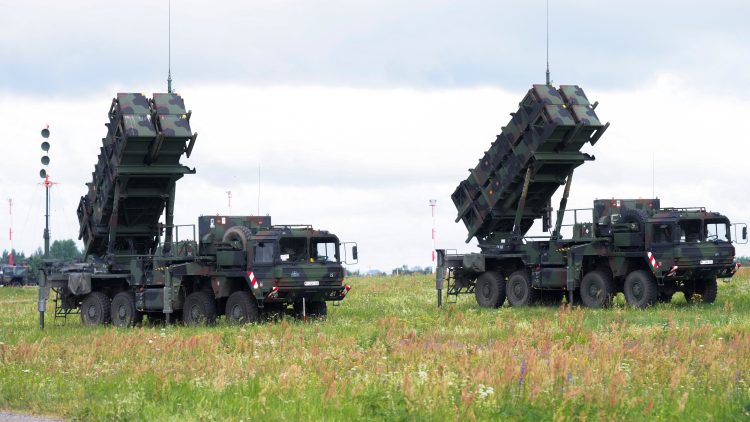 FILE PHOTO: German Patriot air defence system units are deployed at Vilnius airport